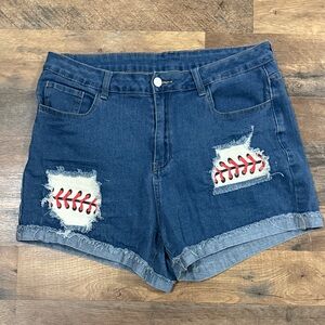 Stylish Denim Baseball Stitch Shorts
